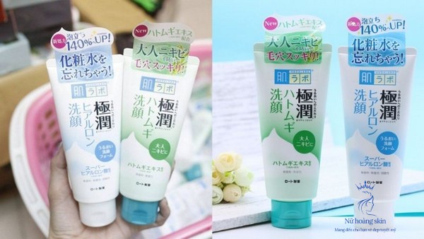 Sữa rửa mặt Hada Labo phiên bản nội địa Nhật có hai dòng sản phẩm: Gokujyun Hatomugi Bubble Face Wash và Gokujyun Face Wash.