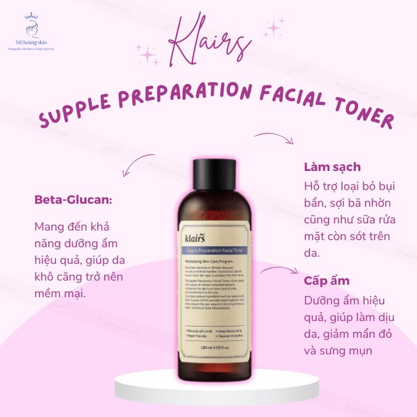 Toner Klairs Supple Preparation Facial cấp ẩm cho da khô