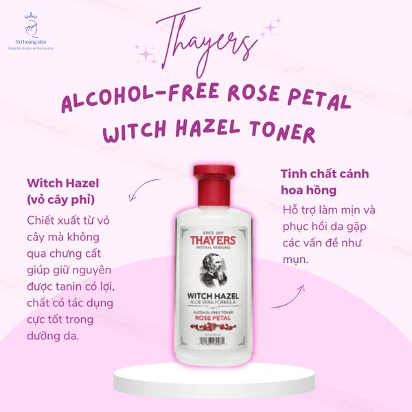 Toner cho da khô Thayers Alcohol-Free Rose Petal Witch Hazel